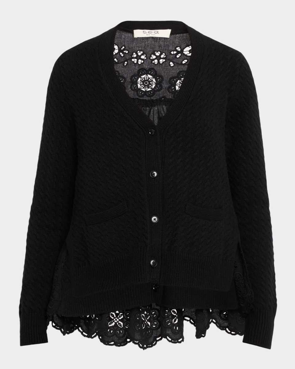 Shanna Lace-Panel Cardigan